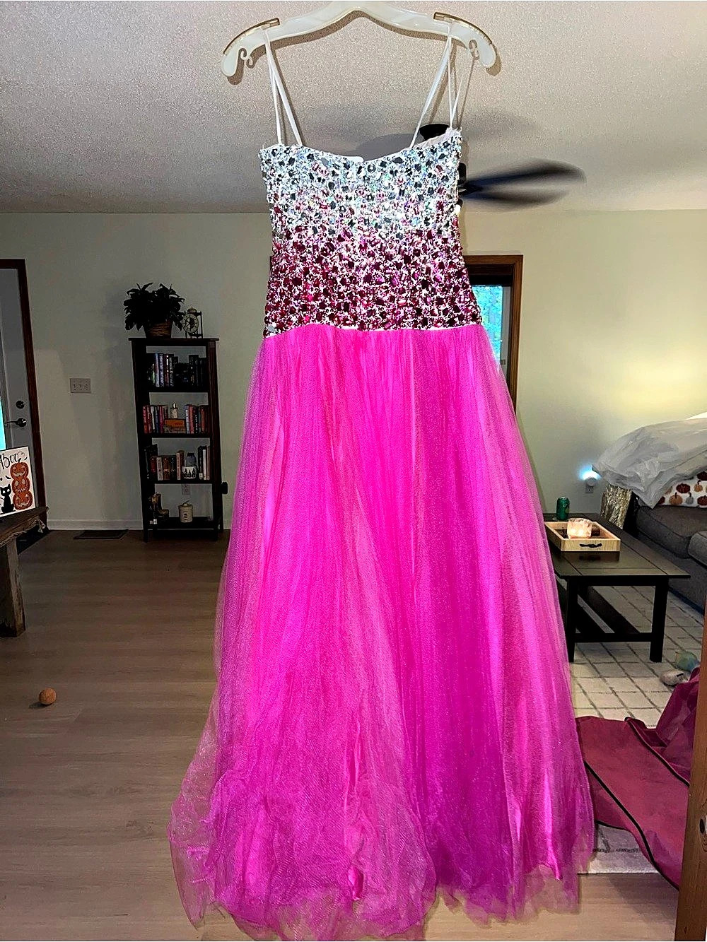 Bev's Prom & Tuxedo Beaded Pink Prom Gown Like New